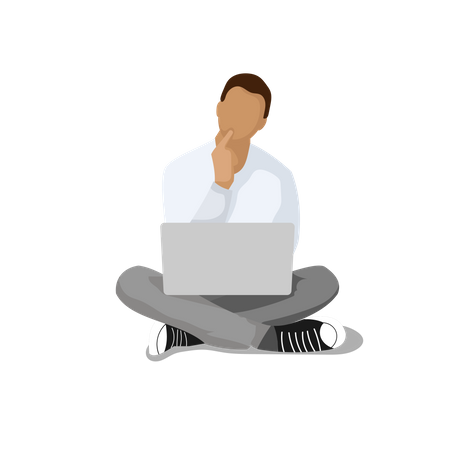 Man working on laptop from home  Illustration