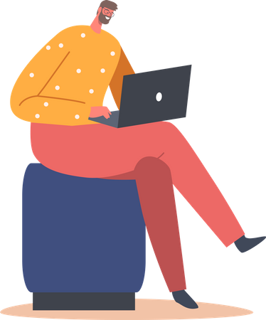 Man working on laptop  Illustration