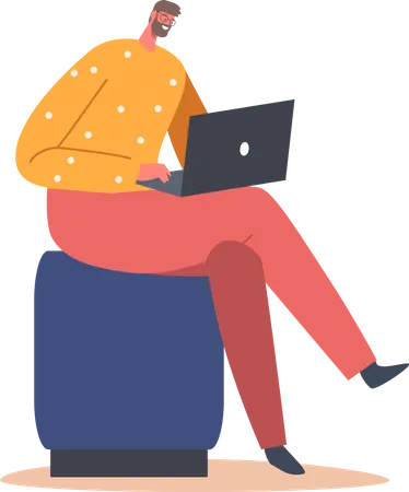 Man working on laptop  Illustration