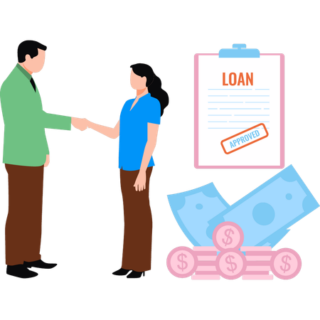 Manager approves loan file of customer  Illustration