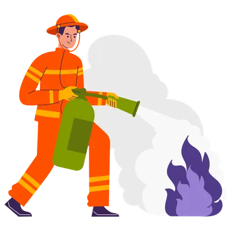 Mann mit Feuerlöscher  Illustration