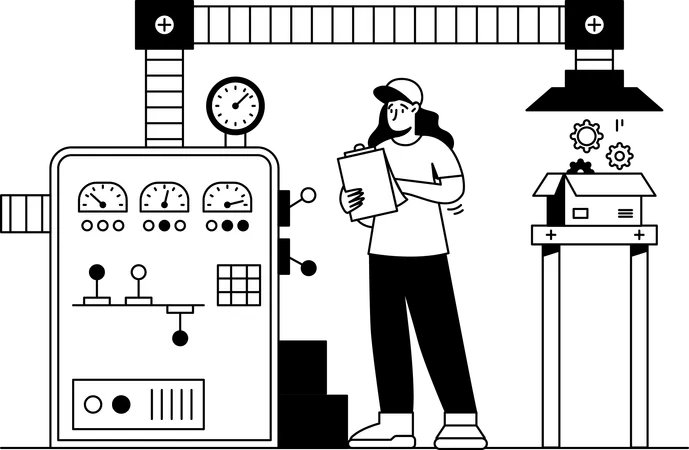 Manufacture With Machines  Illustration