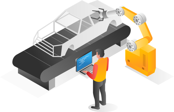 Máquina transportadora de montaje de automóviles  Ilustración