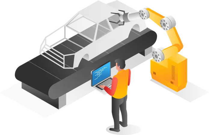 Máquina transportadora de montaje de automóviles  Ilustración