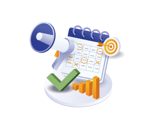 Marking the business development plan calendar  Illustration