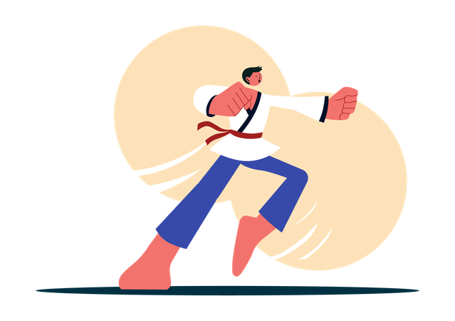 Martial arts athlete doing Karate practice  Illustration