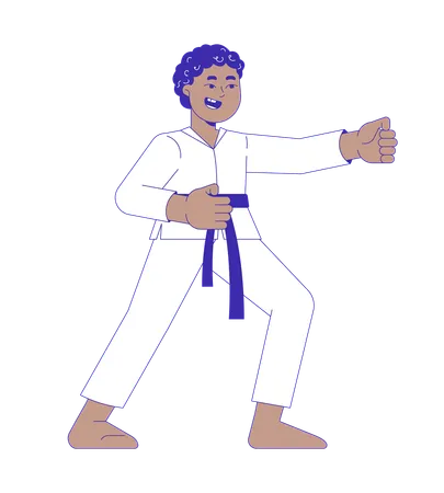 Martial arts kimono black boy training  Illustration