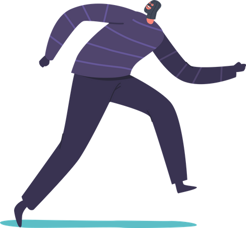 Masked robber trying to escape police  Illustration