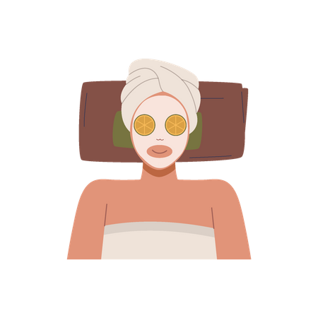 Masque facial au spa  Illustration