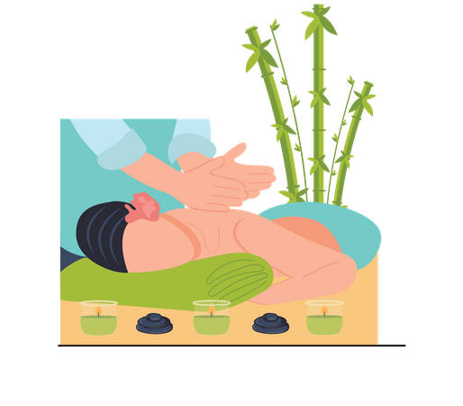 Massage relaxant femme au spa  Illustration