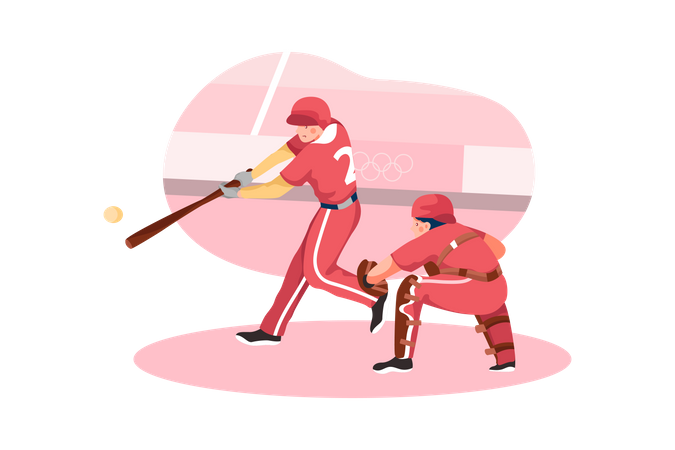 Match de baseball olympique  Illustration