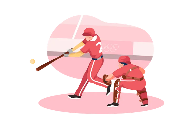 Match de baseball olympique  Illustration