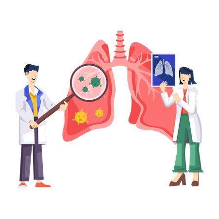 Vérification des poumons par un médecin  Illustration