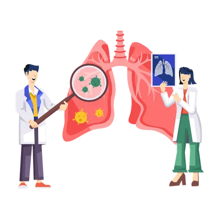 Vérification des poumons par un médecin  Illustration