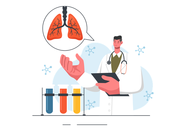 Médecin examinant une infection respiratoire  Illustration