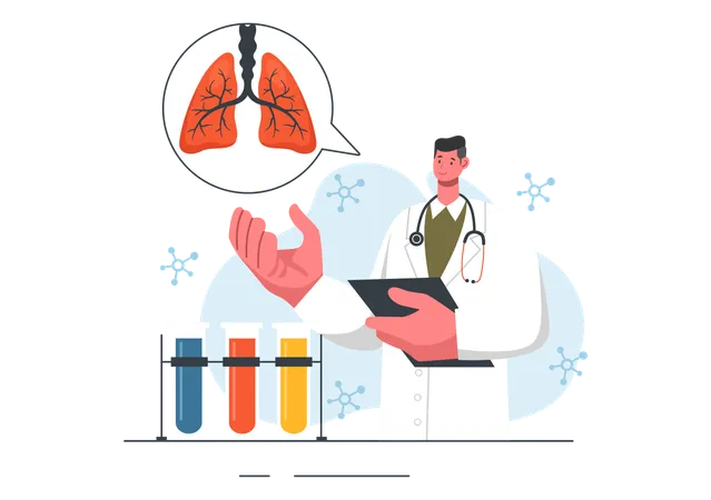 Médecin examinant une infection respiratoire  Illustration