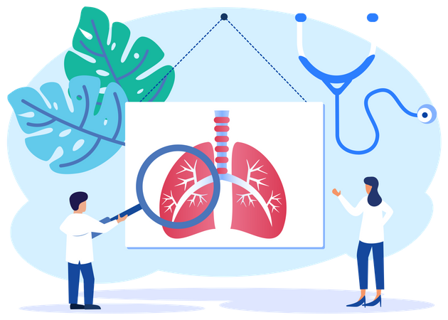 Le médecin examine les poumons  Illustration