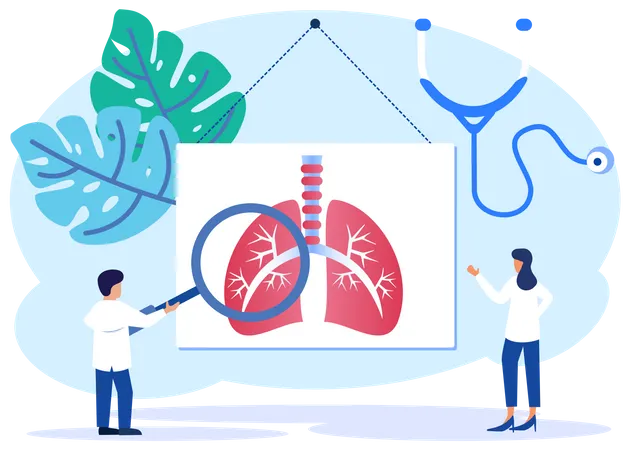 Le médecin examine les poumons  Illustration