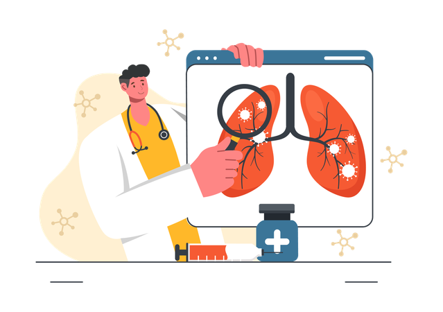 Médecin montrant une infection pulmonaire  Illustration