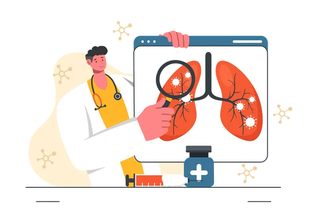 Médecin montrant une infection pulmonaire  Illustration