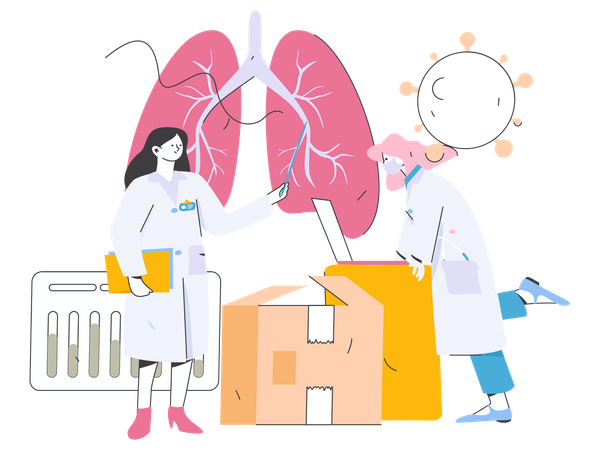 Médecin effectuant des recherches sur les maladies pulmonaires  Illustration