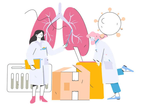 Médecin effectuant des recherches sur les maladies pulmonaires  Illustration