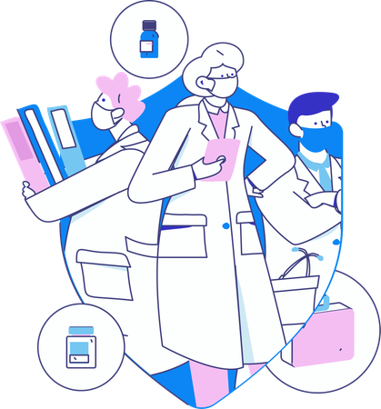 Medical assistance provided by team of doctors  Illustration