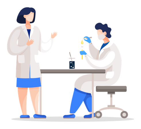 Medical expert doing chemical experiment  Illustration