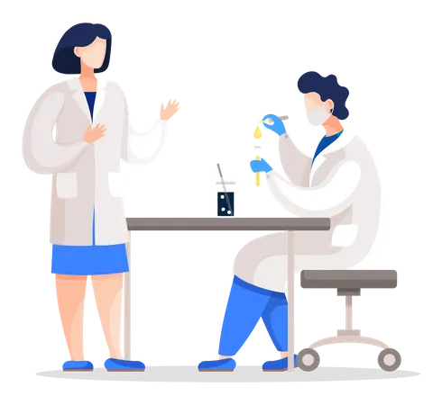 Medical expert doing chemical experiment  Illustration