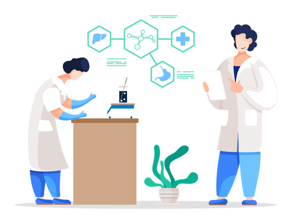 Medical experts working at lab  Illustration