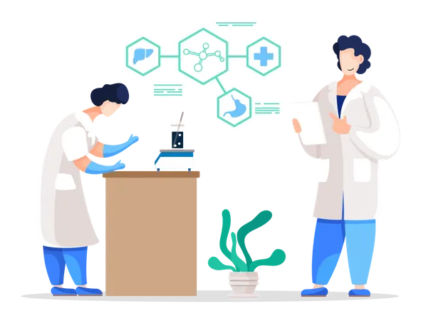 Medical experts working at lab  Illustration