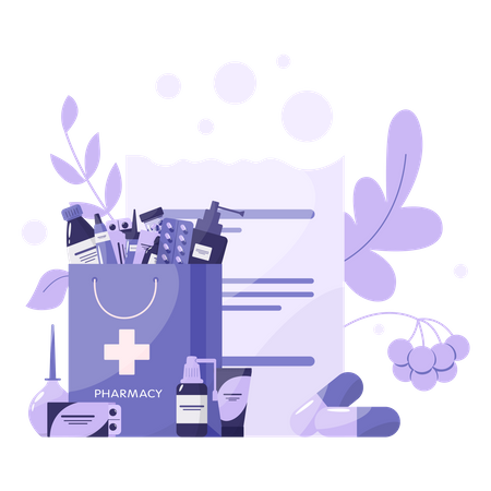 Medicine and prescription form  Illustration