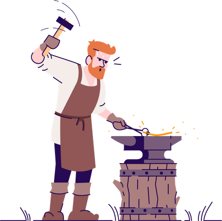 Medieval blacksmith  Illustration