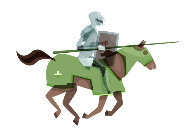 Medieval knight horseman attacking enemies  일러스트레이션