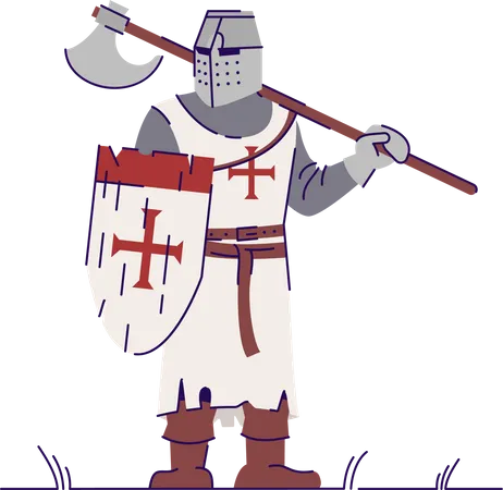 Medieval knight with axe  Illustration