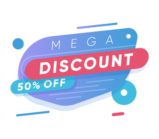 Mega descuento hasta 50% de venta.  Ilustración