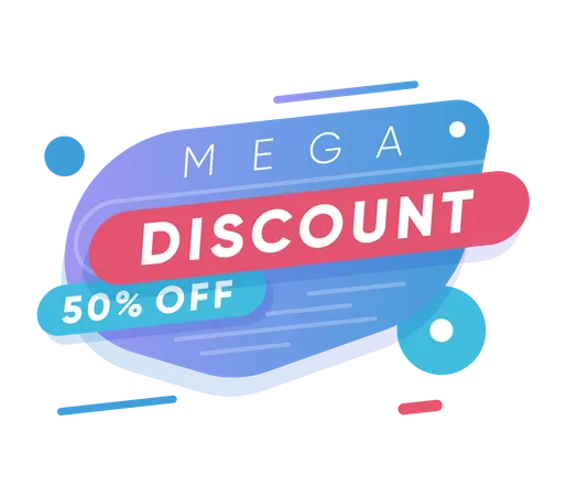 Mega descuento hasta 50% de venta.  Ilustración