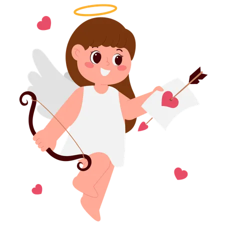 Carta de amor de anjo menina  Ilustração