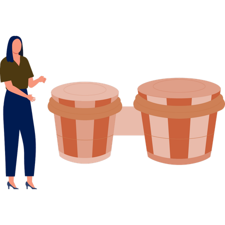 Menina apontando tabla musical  Ilustração