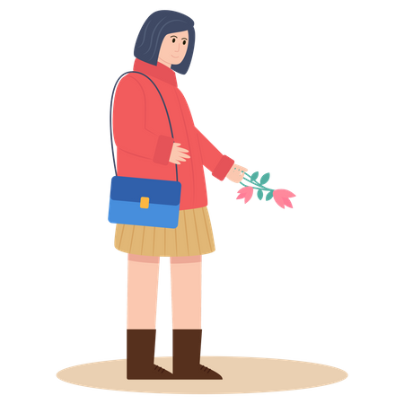 Menina com flor  Ilustração