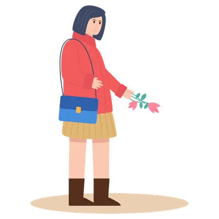 Menina com flor  Ilustração