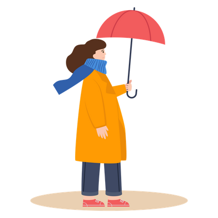 Menina com guarda-chuva  Ilustração