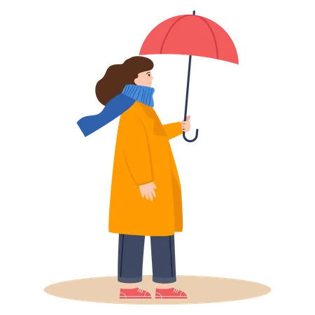 Menina com guarda-chuva  Ilustração