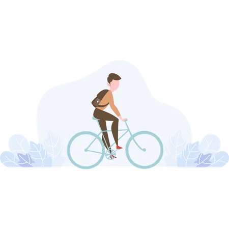 Menino andando de bicicleta  Ilustração