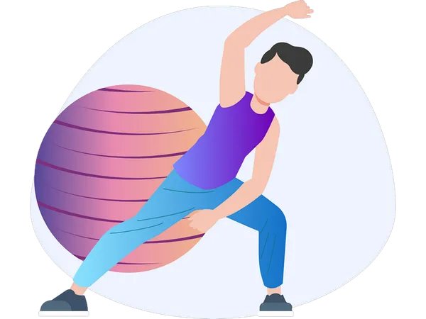 Menino fazendo exercício com bola  Ilustração