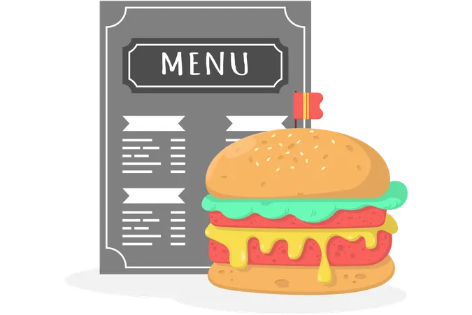 Menu list and hamburger  Illustration