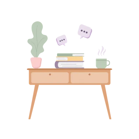 Mesa con libros  Ilustración