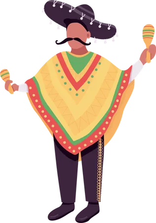 Mexican musician with maracas  Illustration