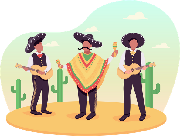 Mexican musicians  イラスト