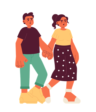 Middle eastern boyfriend girlfriend hands holding  Illustration